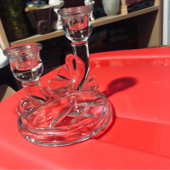 Vintage Glass Candle holders , holds two candles./christmas , Easter, Halloween. - Picture 8 of 9